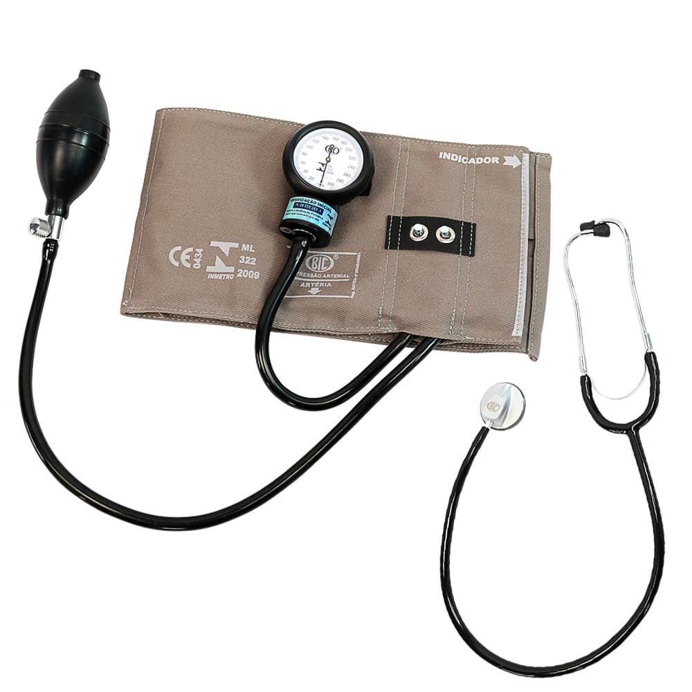 Aparelho De Pressão Esfignomanômetro E Estetoscópio Bic (Marrom) - Portal do Médico