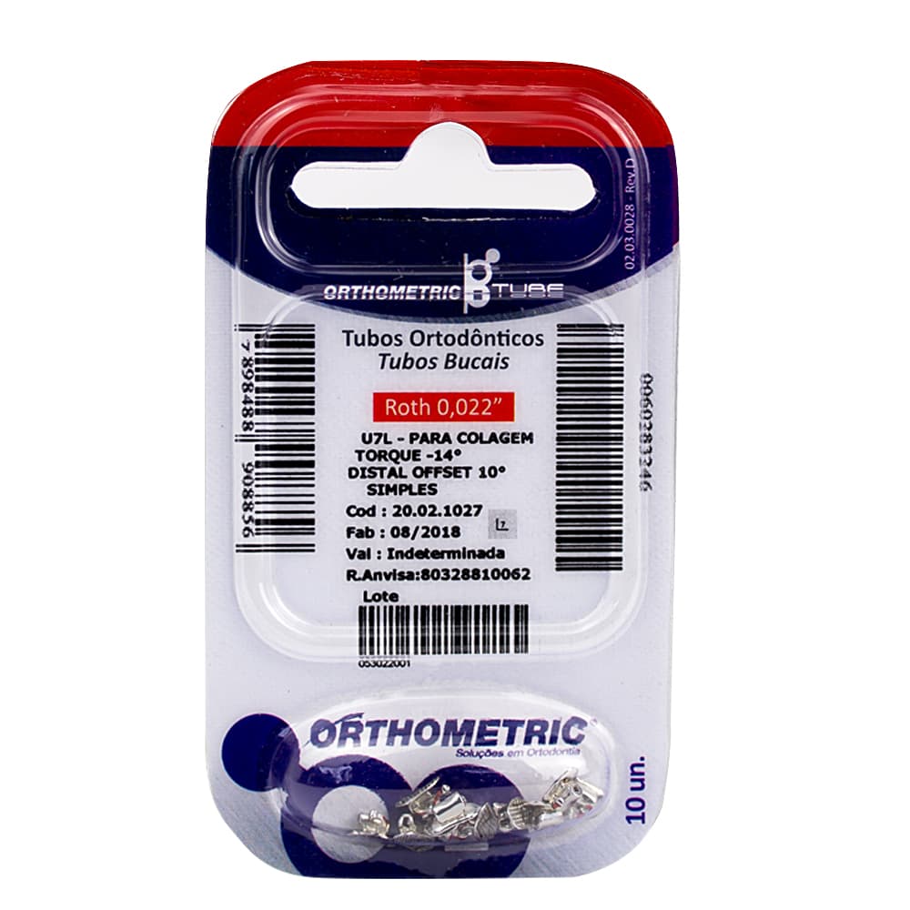 Tubo Simples Para Colagem Roth 0.022 2° Molar Superior C/10 (Esquerdo-27) - Portal do Médico