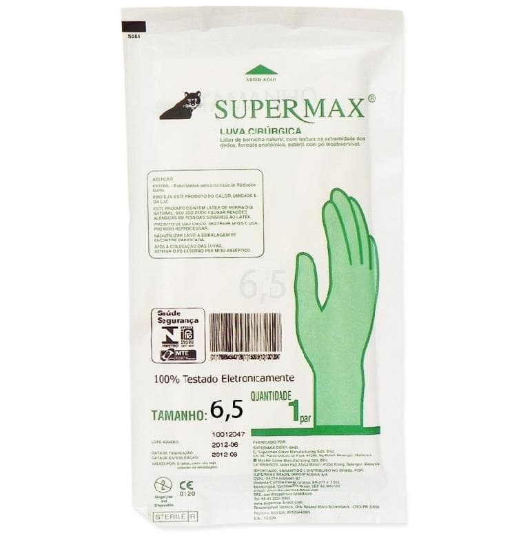 Luva Cirurgica Estéril O Par Supermax (6,5) - Portal do Médico