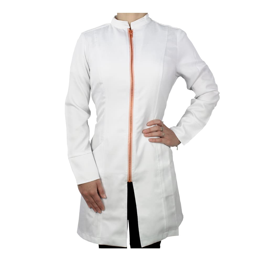 Jaleco Feminino Lisbon Branco Com Zíper Rosê Biostilo (M) - Portal do Médico