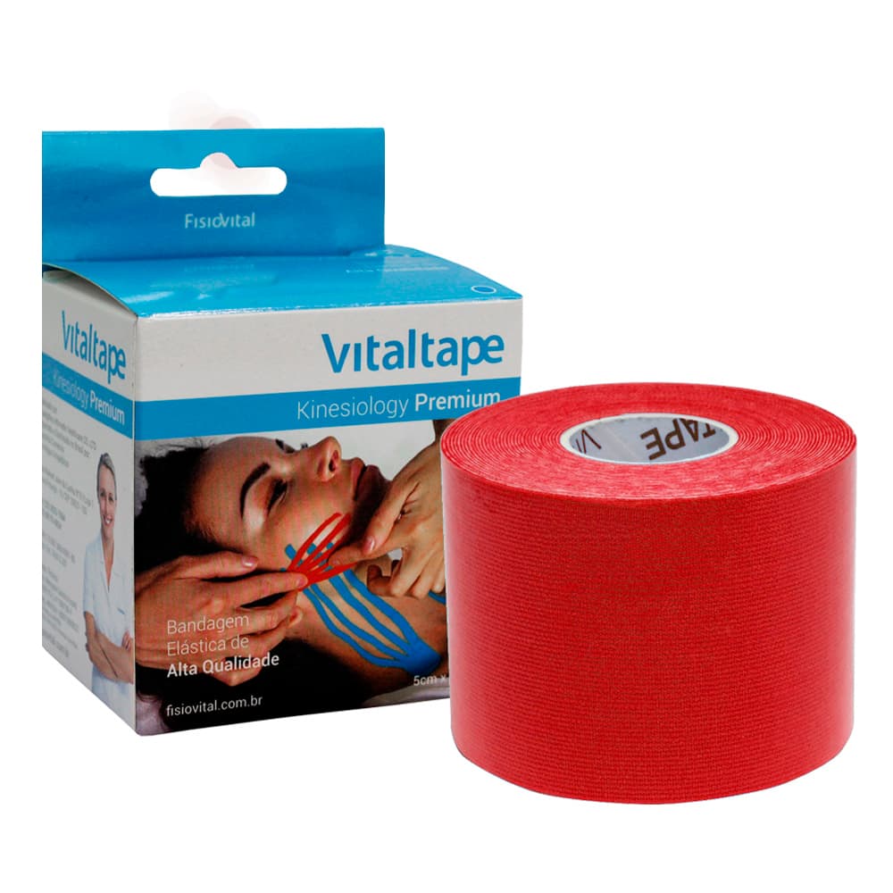 Fita Kinesio Premium Bandagem Elástica 5mx5cm Vitaltape (Vermelho) - Portal do Médico