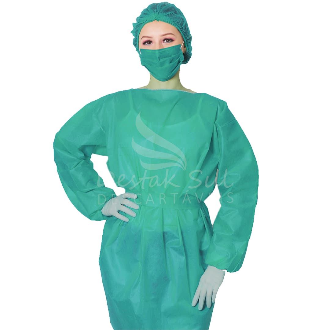 AVENTAL ML VERDE BANDEIRA 40G C/ TIRAS C/ 5 UN DESTAK - Portal do Médico
