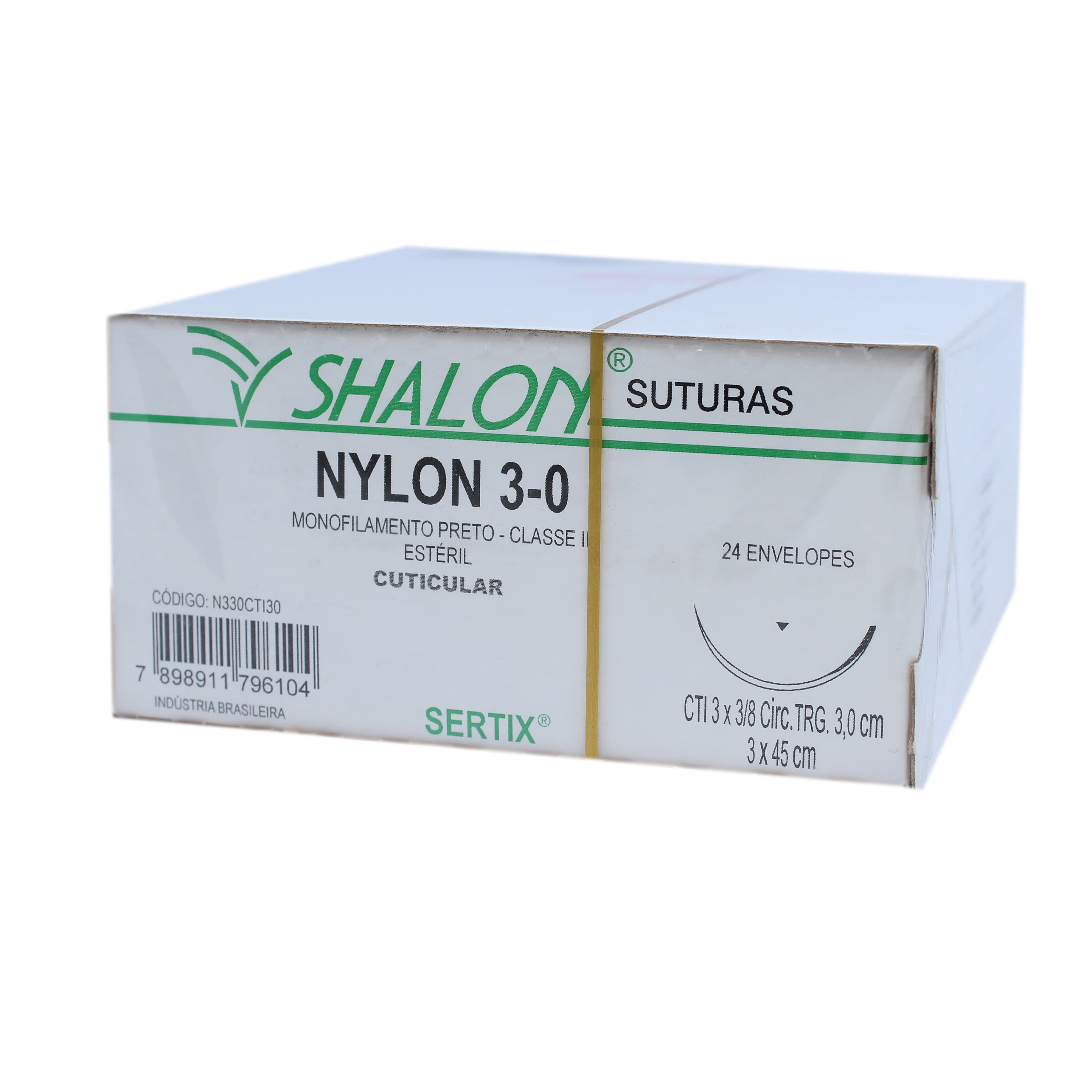 Fio Sutura Nylon Preto Com 24 Unidades Fio 3x45cm (3-0-Ag-3,0cm3/8triangular) - Portal do Médico
