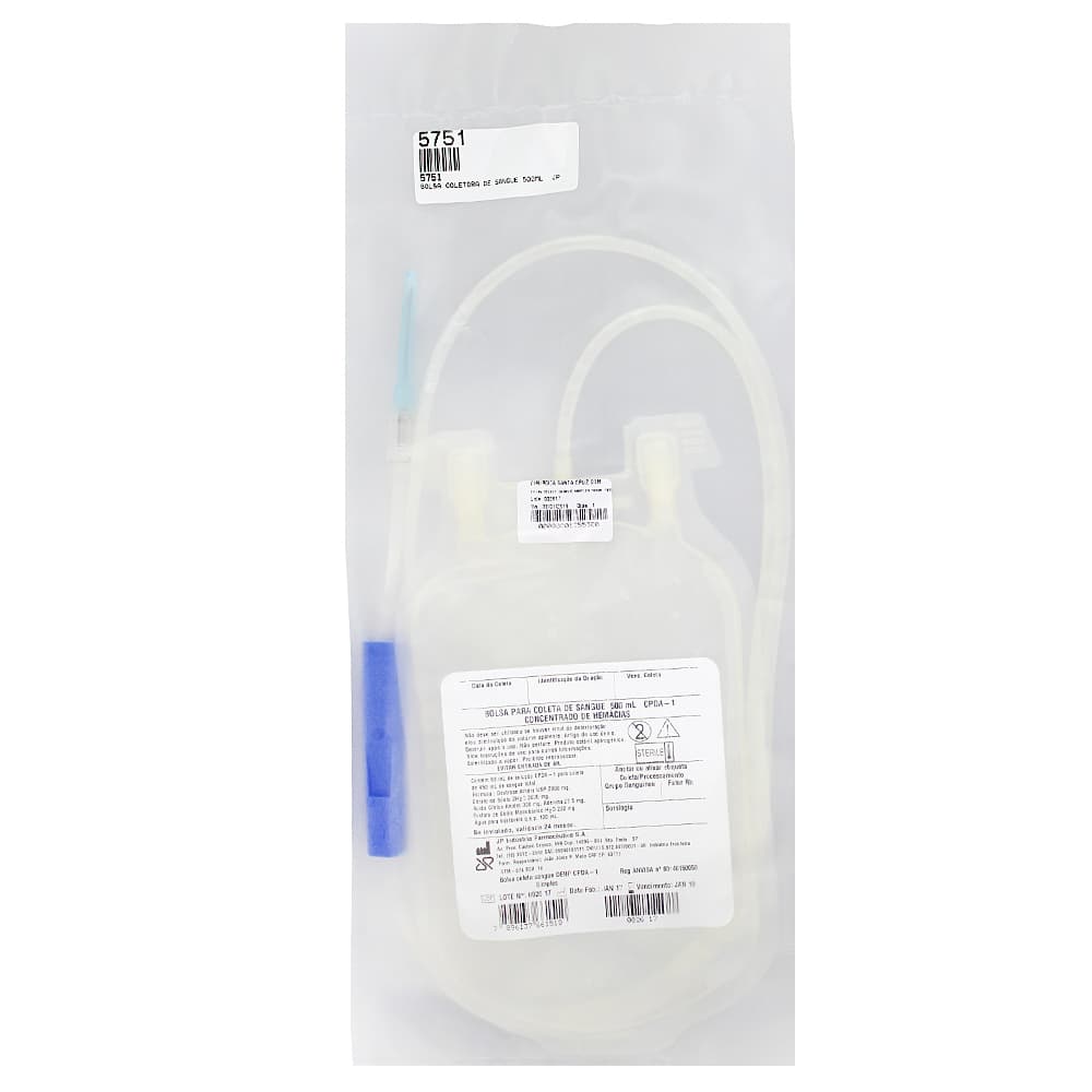 Bolsa Coletora De Sangue Simples Cpda-1 Jp 500ml - Portal do Médico