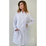 Jaleco Gola de Padre com Viés Lilás Feminino - Portal do Médico