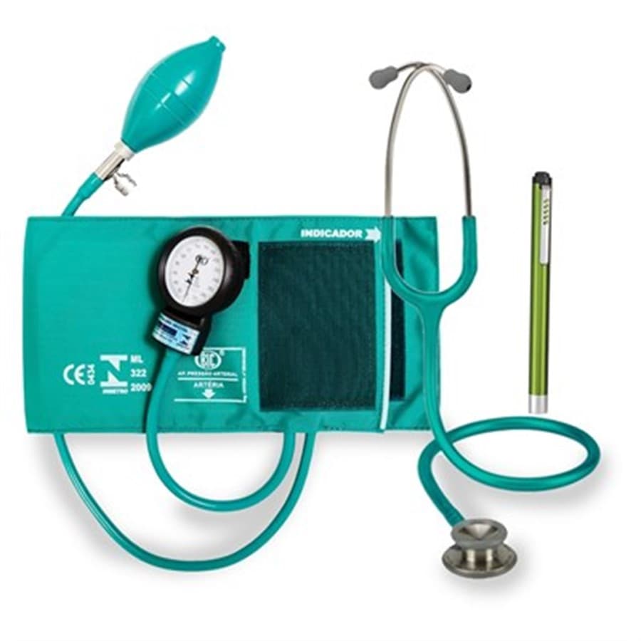 Kit Enfermagem: Estetoscópio Professional Adulto Verde Perolizado - Portal do Médico