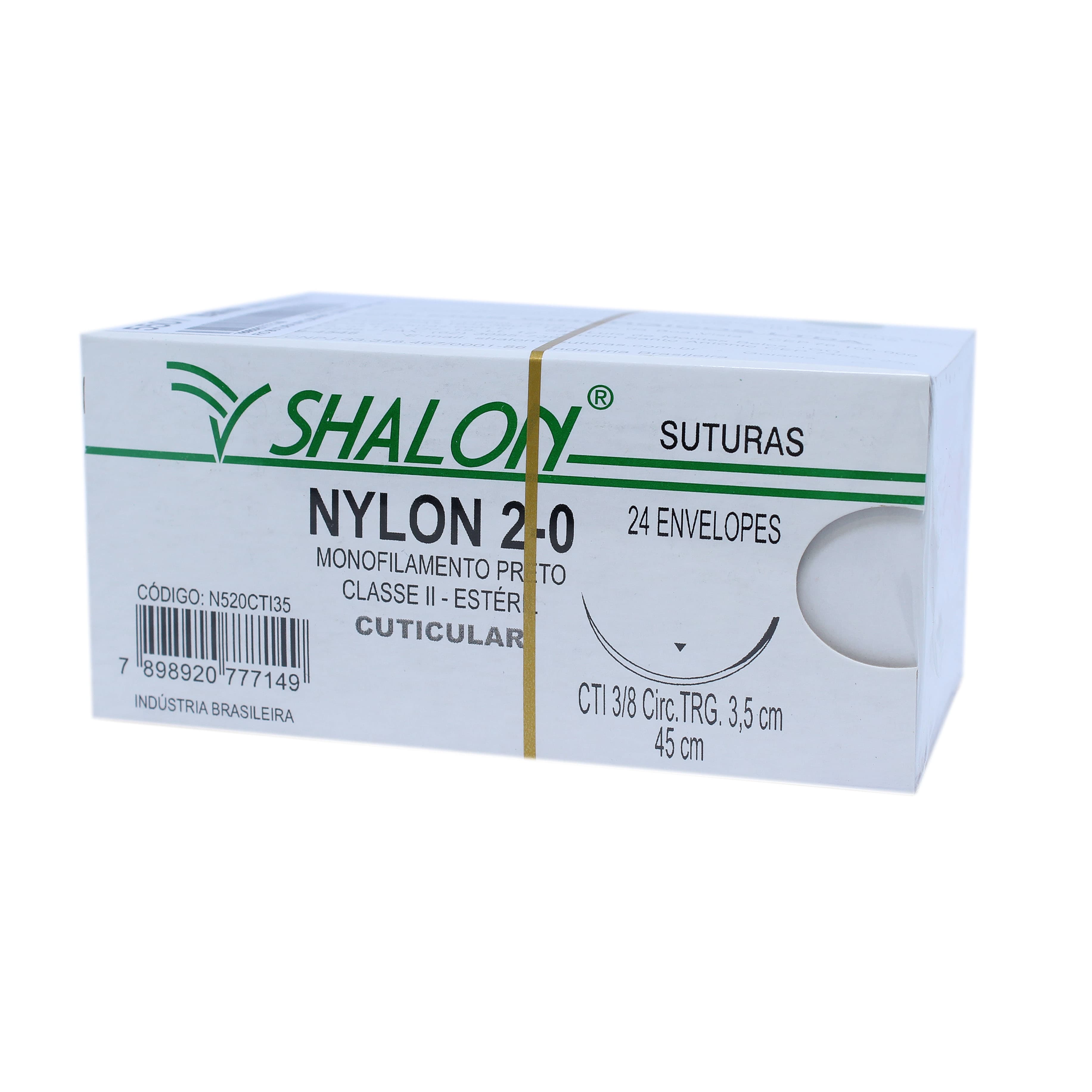 Fio Sutura Nylon Preto Com 24 Unidades Fio 45cm (2-0-Ag-3,5cm3/8triangular) - Portal do Médico