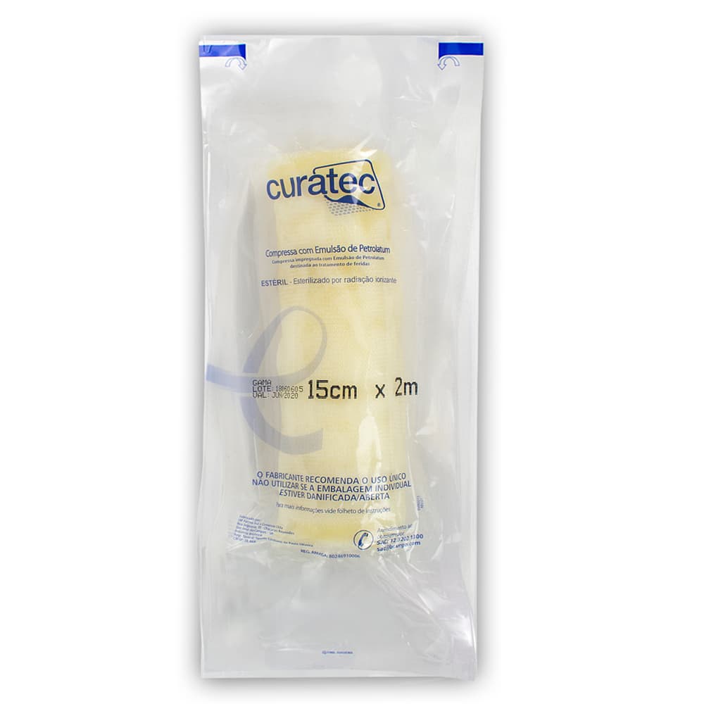 Curativo Compressa Com Emulsão De Petrolatum Curatec (15cmx2m) - Portal do Médico