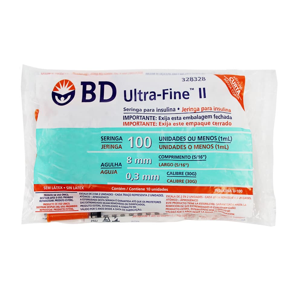 Seringa Para Insulina C/ Agulha Ultra Fine Ii C/10un Bd (1,0ml/Ag-08x0,30-328328) - Portal do Médico