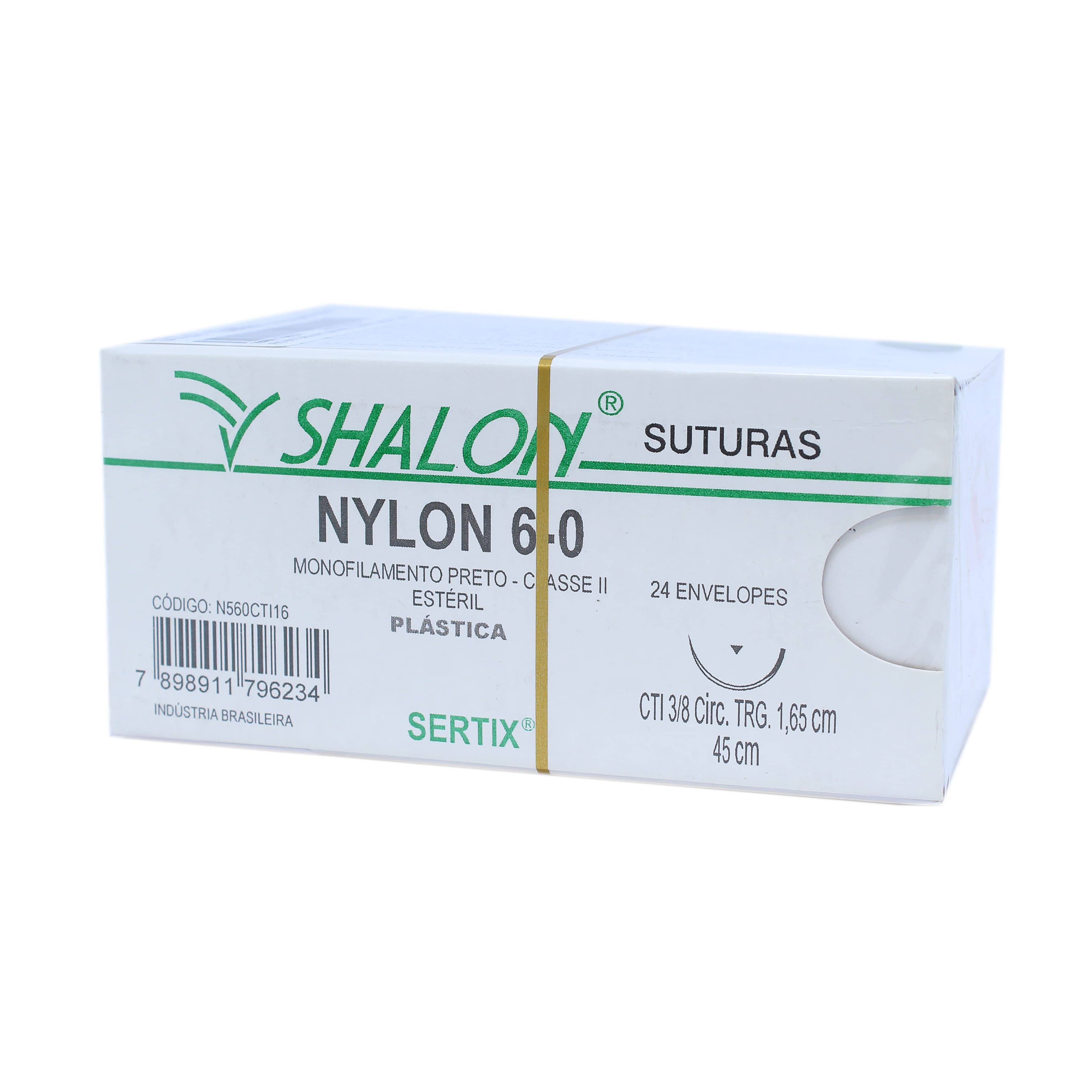 Fio Sutura Nylon Preto Com 24 Unidades Fio 45cm (6-0-Ag-1,65cm3/8triangular) - Portal do Médico