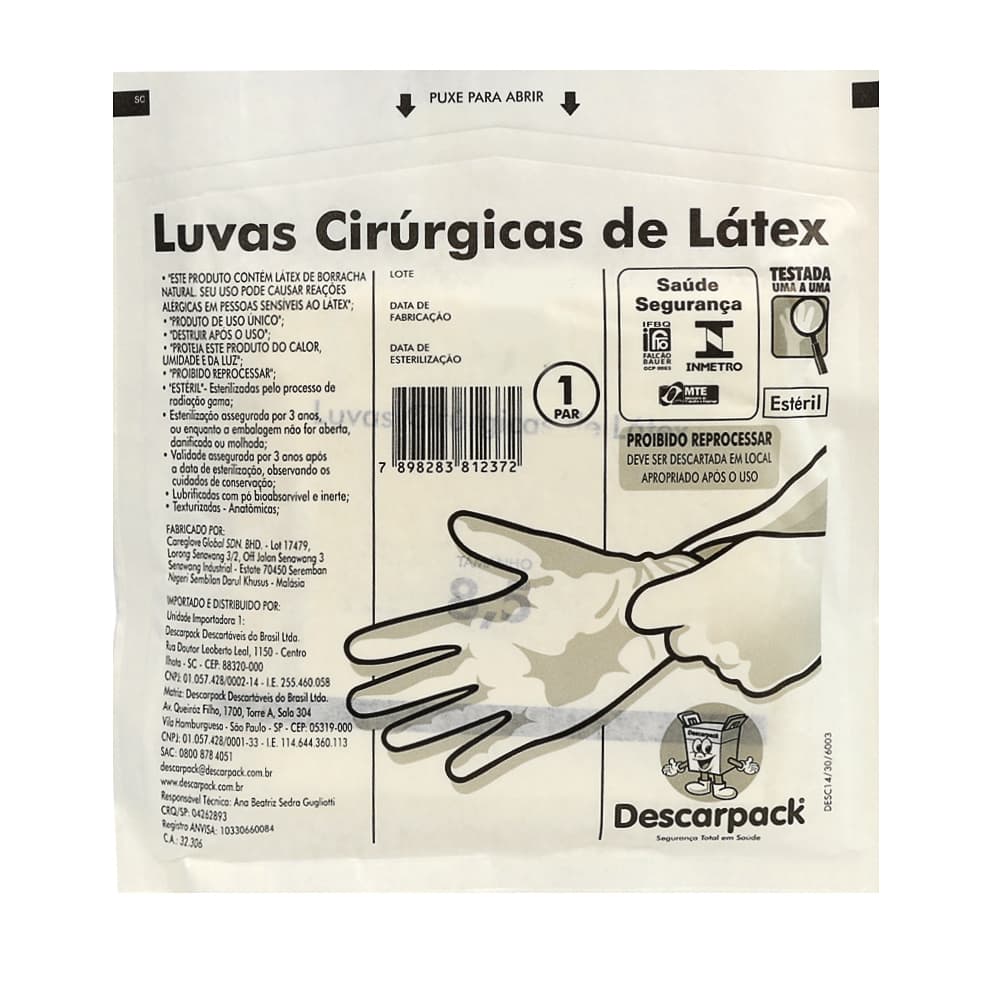 Luva Cirurgica Esteril De Latex Descarpack (8.5) - Portal do Médico