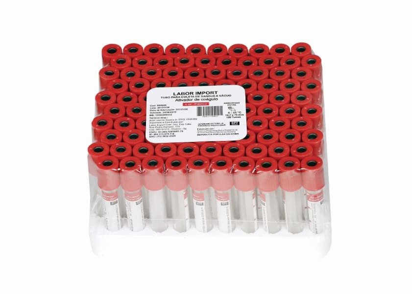 Tubo Coleta Sangue Vacuo C/100 (10ml-Vermelho) - Portal do Médico