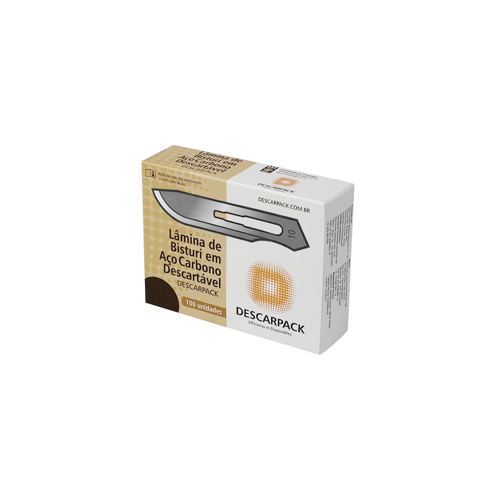 Lâmina De Bisturi Aço Carbono Descartável C/100un Descarpack (N°10) - Portal do Médico