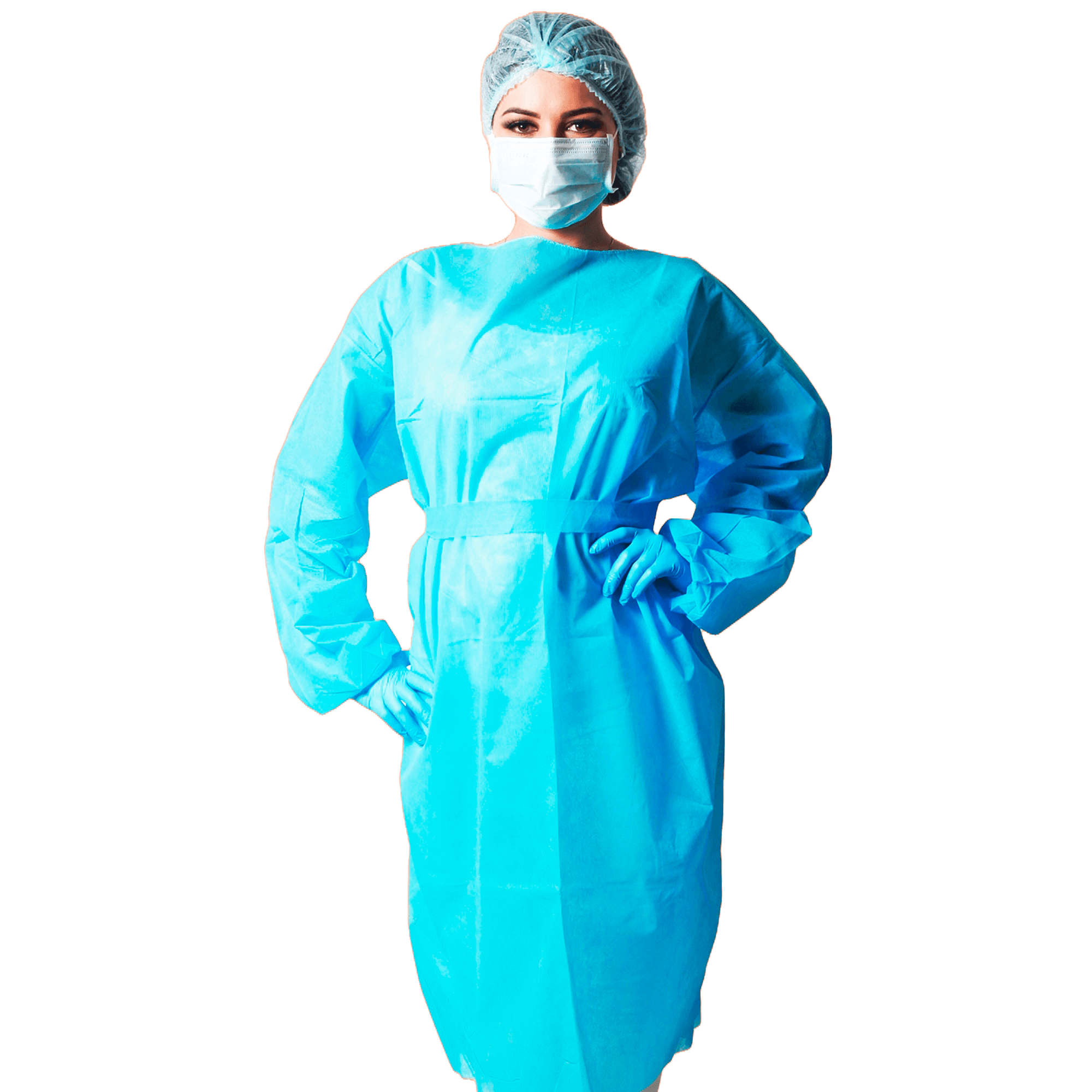 AVENTAL ML AZUL CELESTE 40G C/ TIRAS C/ 5 UN DESTAK - Portal do Médico