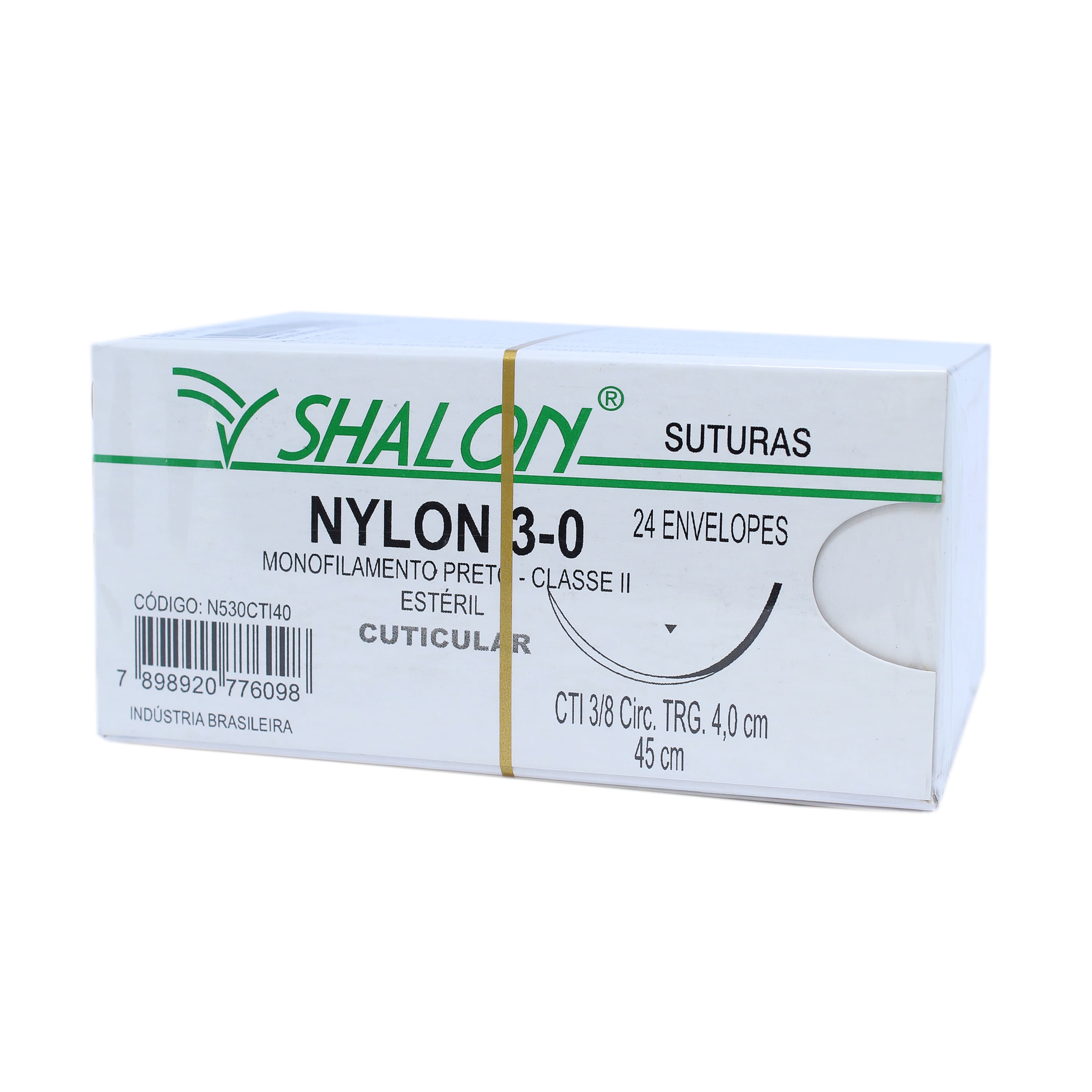 Fio Sutura Nylon Preto Cuticular Tam 3-0 45cm C/24un Shalon (3-0-45cm-Ag3/8cir.Trg4.0) - Portal do Médico