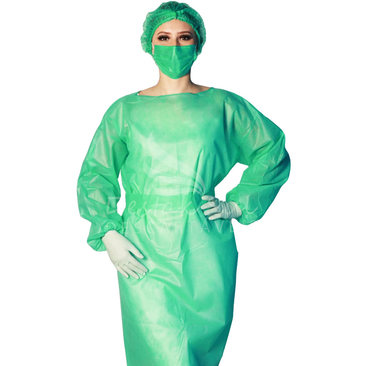 AVENTAL ML VERDE AGUA 40G C/ TIRAS C/ 5 UN DESTAK - Portal do Médico