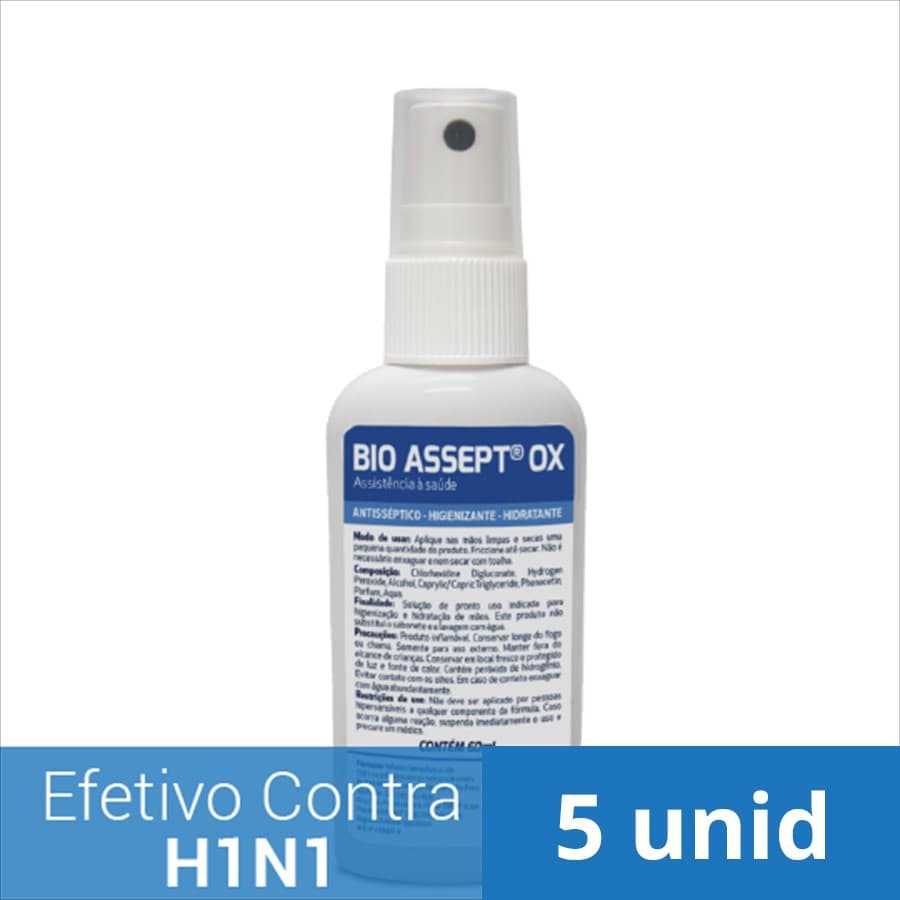 Kit Bio Assept Ox Antisséptico e Higienizante para as Mãos (5 frascos - Portal do Médico