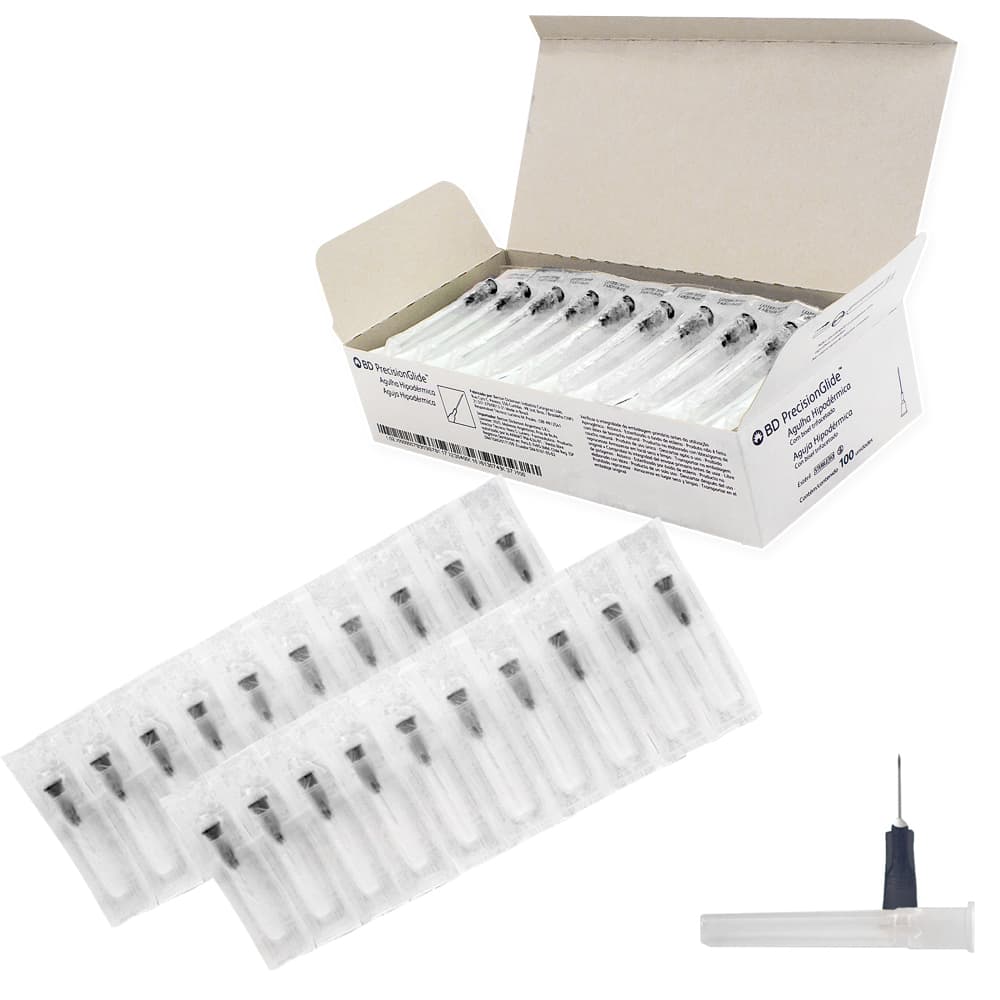 Agulha Hipodérmica Descartável Com 100 Unidades Bd (30x0,70(Pret)22gx1-1/4) - Portal do Médico