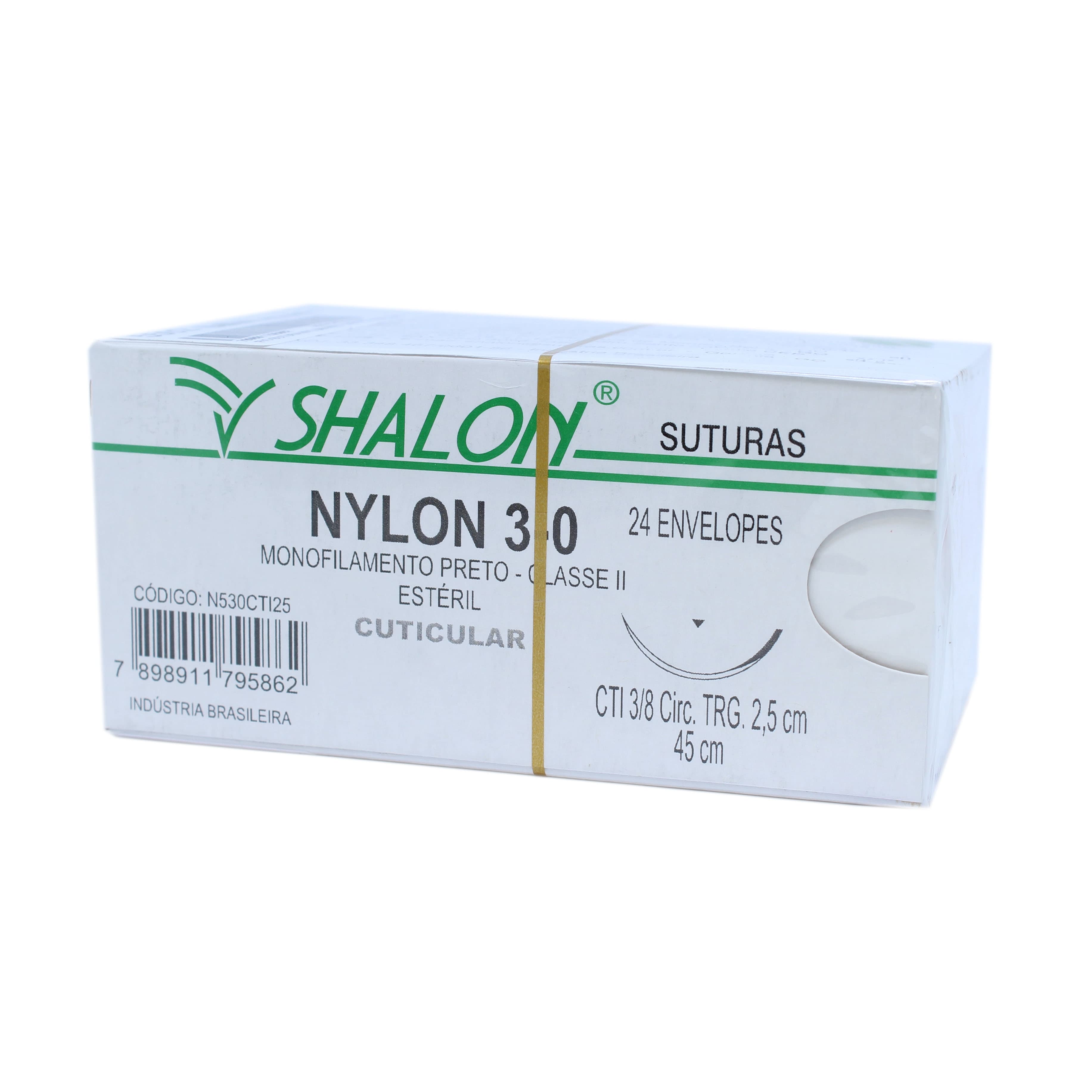 Fio Sutura Nylon Preto Cuticular Tam 3-0 45cm C/24un Shalon (3-0-45cm-Ag3/8cir.Trg2.5) - Portal do Médico