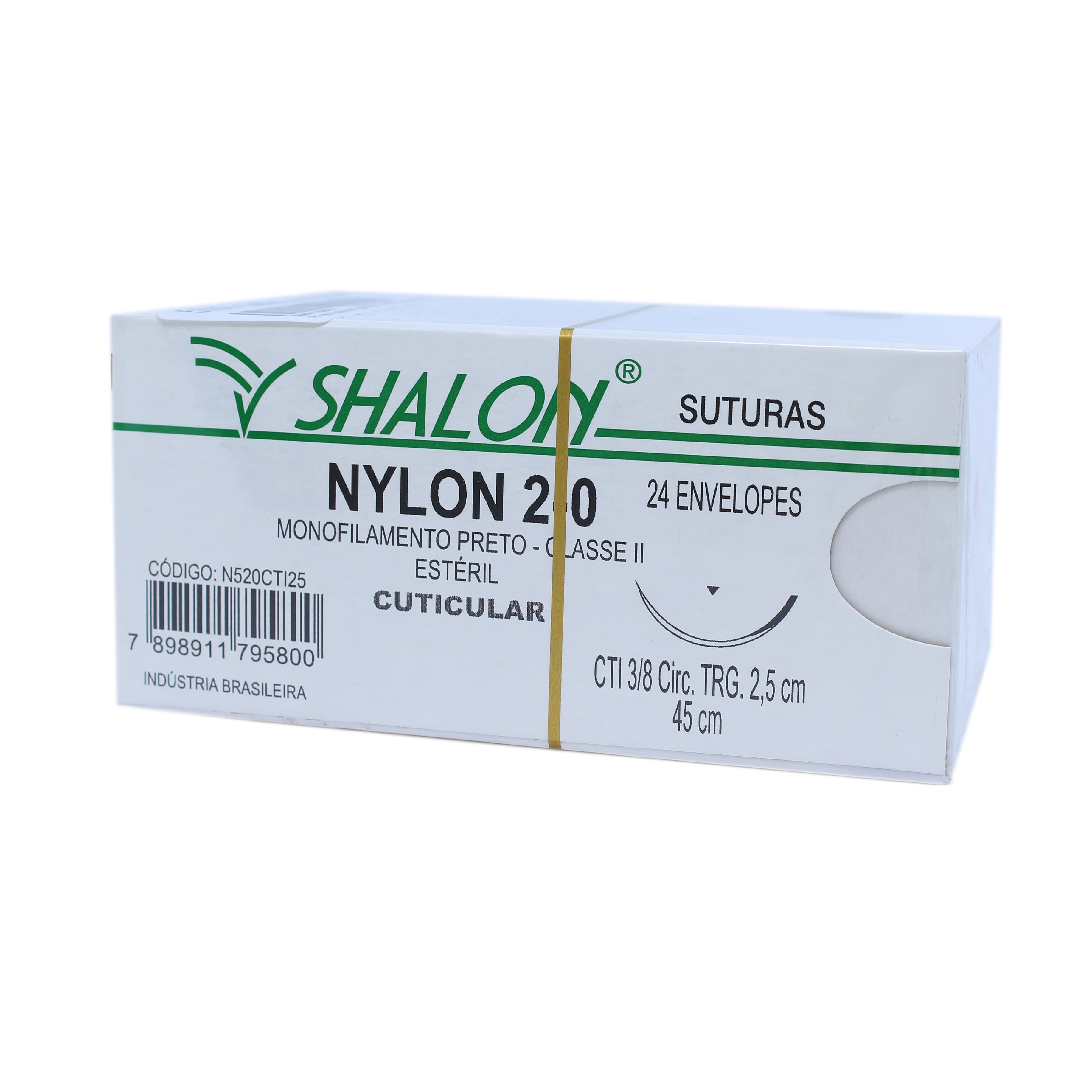Fio Sutura Nylon Preto Cuticular Tam 2-0 45cm C/24un Shalon (2-0-45cm-Ag3/8cir.Trg2.5) - Portal do Médico