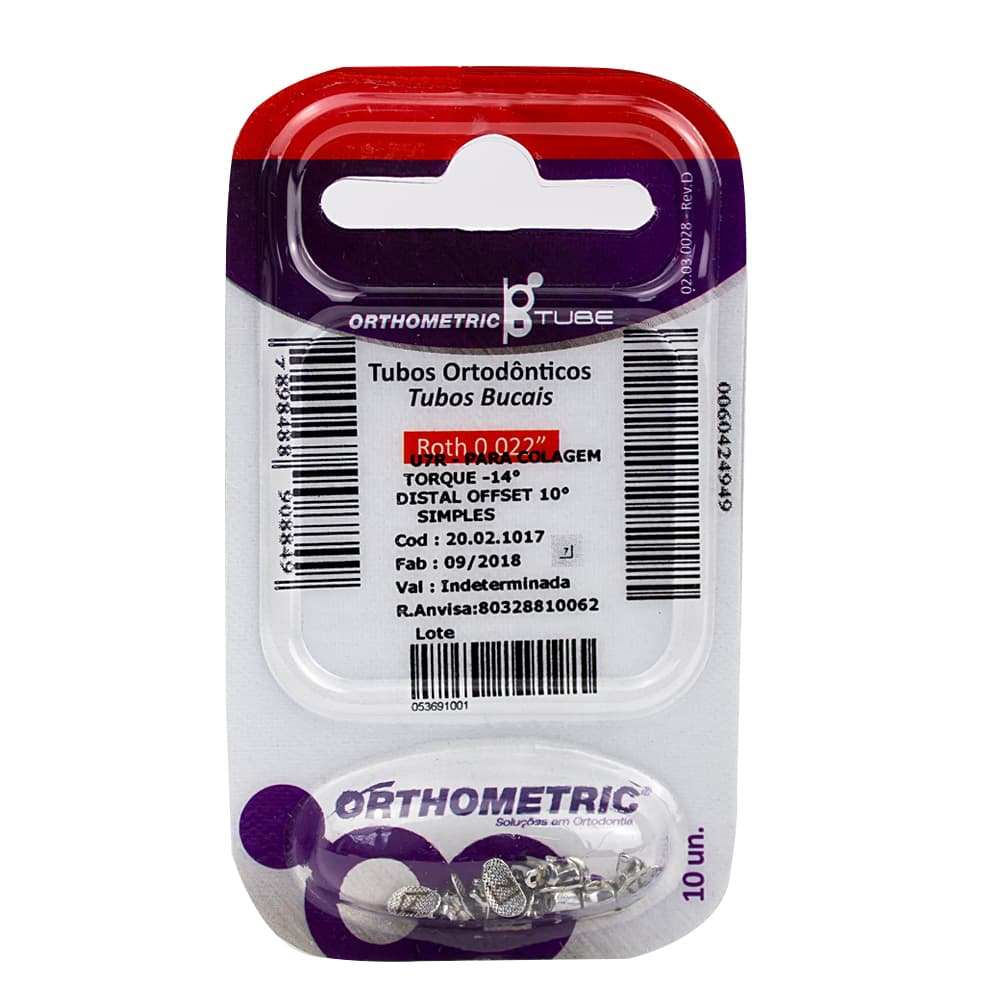Tubo Simples Para Colagem Roth 0.022 2° Molar Superior C/10 (Direito-17) - Portal do Médico