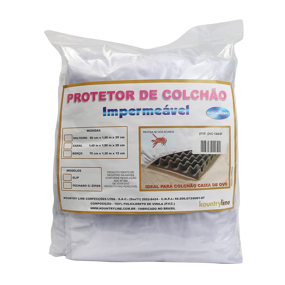 Protetor De Colchão Imperm. Casal 140x190x20cm Pvc Kountry - Portal do Médico