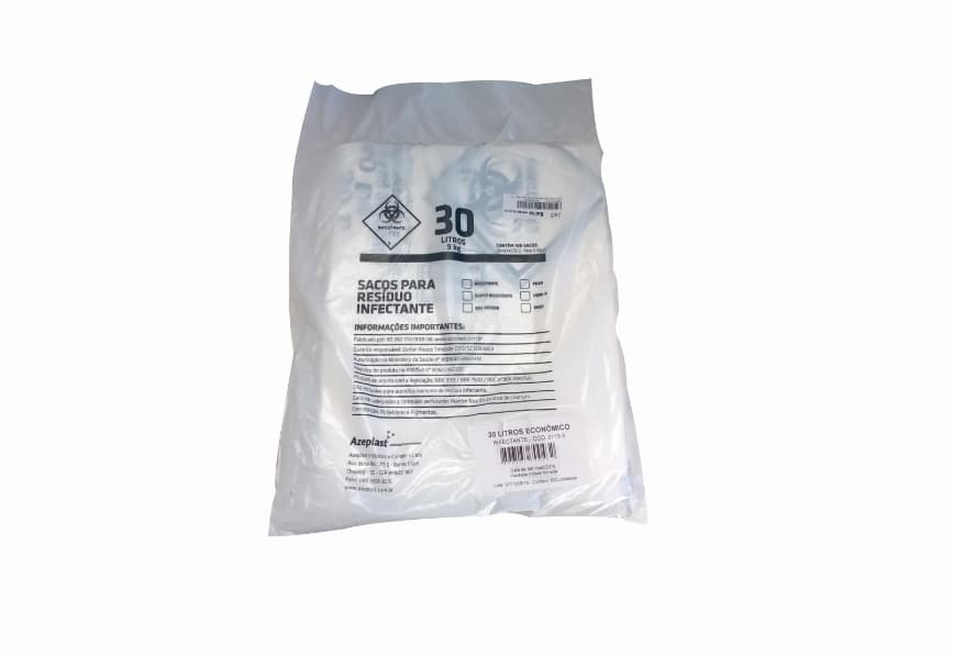 Saco Lixo Hosp. Branco C/100 Azeplast (30l(59x62x25)) - Portal do Médico