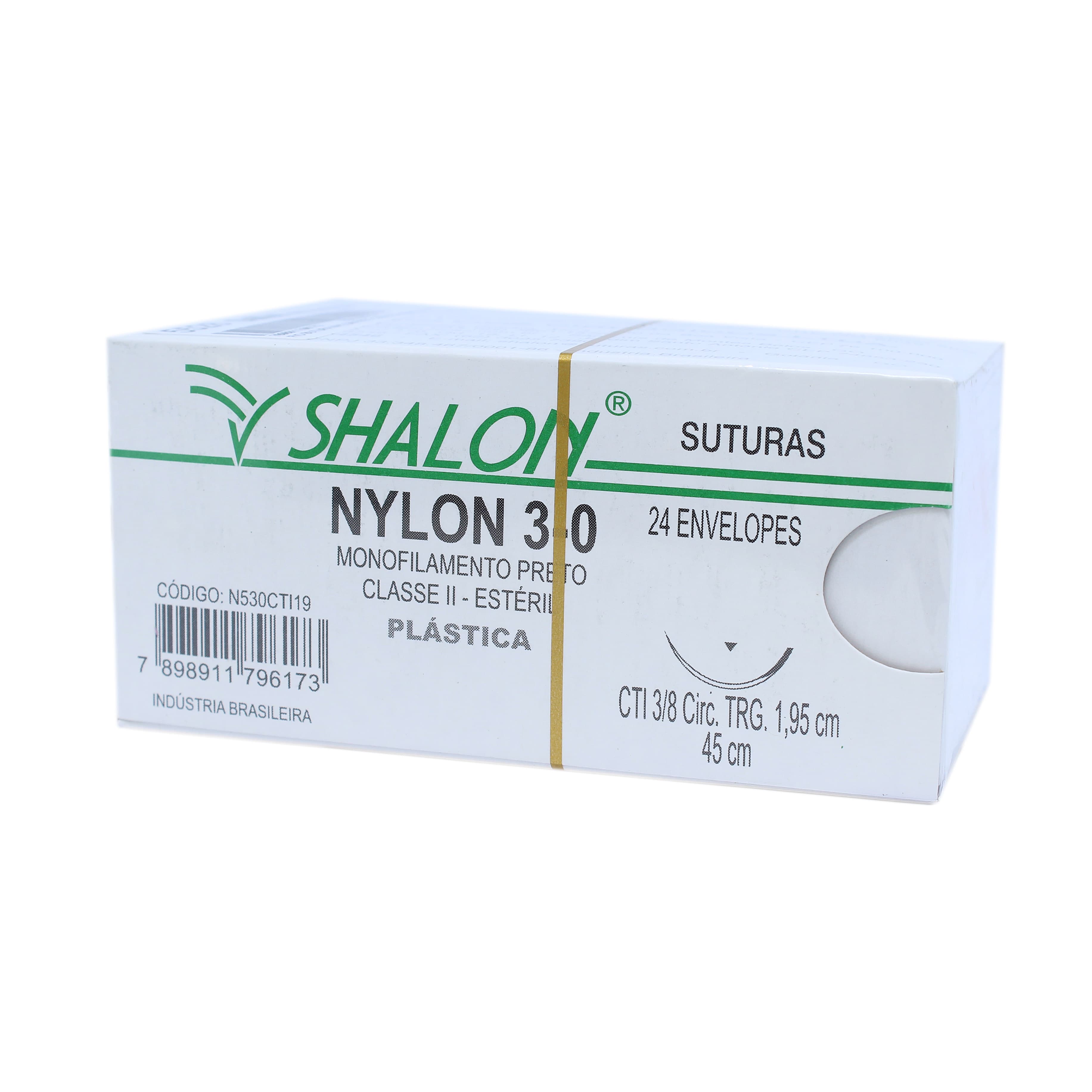 Fio Sutura Nylon Preto Cuticular Tam 3-0 45cm C/24un Shalon (3-0-45cm-Ag3/8cir.Trg1.95) - Portal do Médico