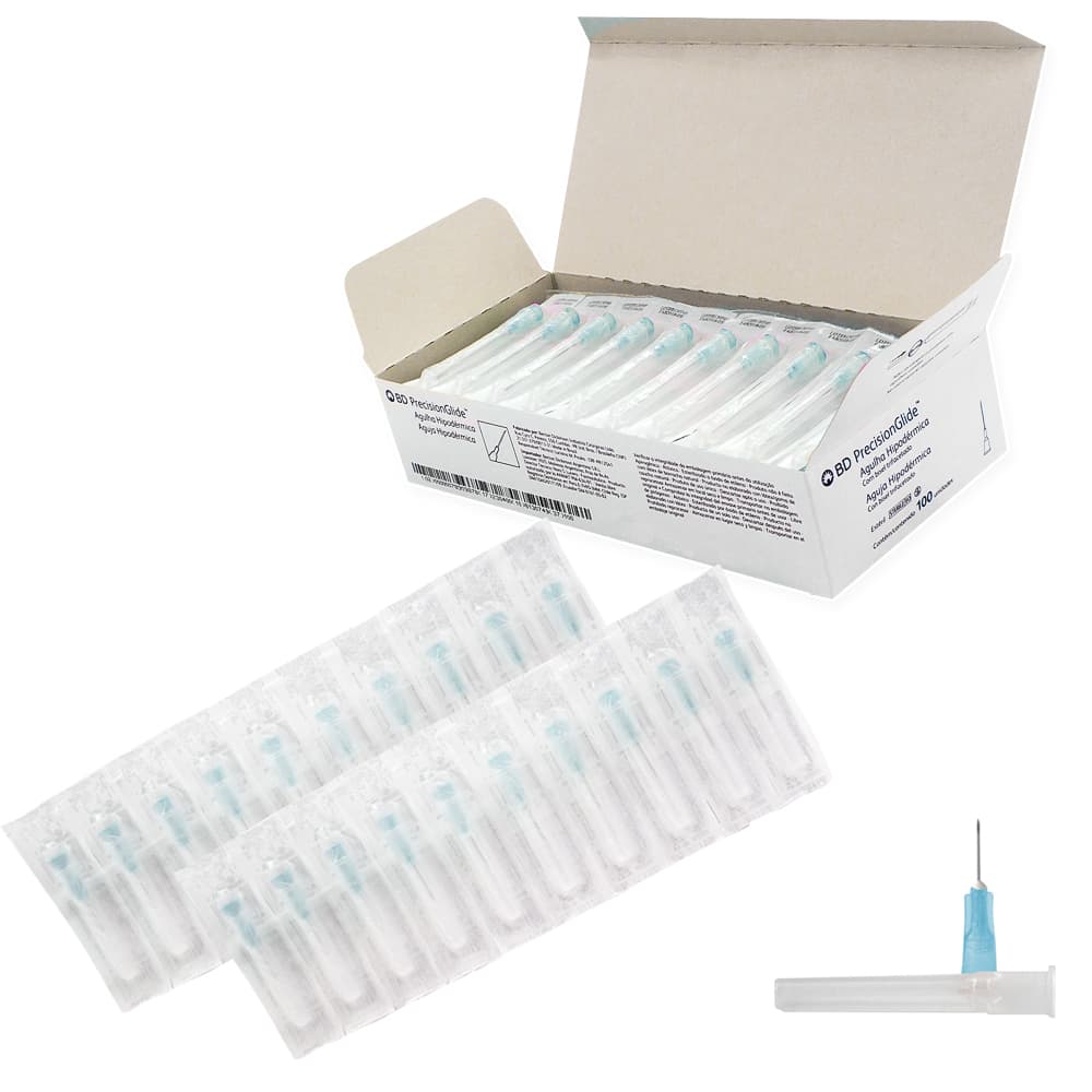Agulha Hipodérmica Descartável Com 100 Unidades Bd (25x0,60(Azul)23gx1") - Portal do Médico