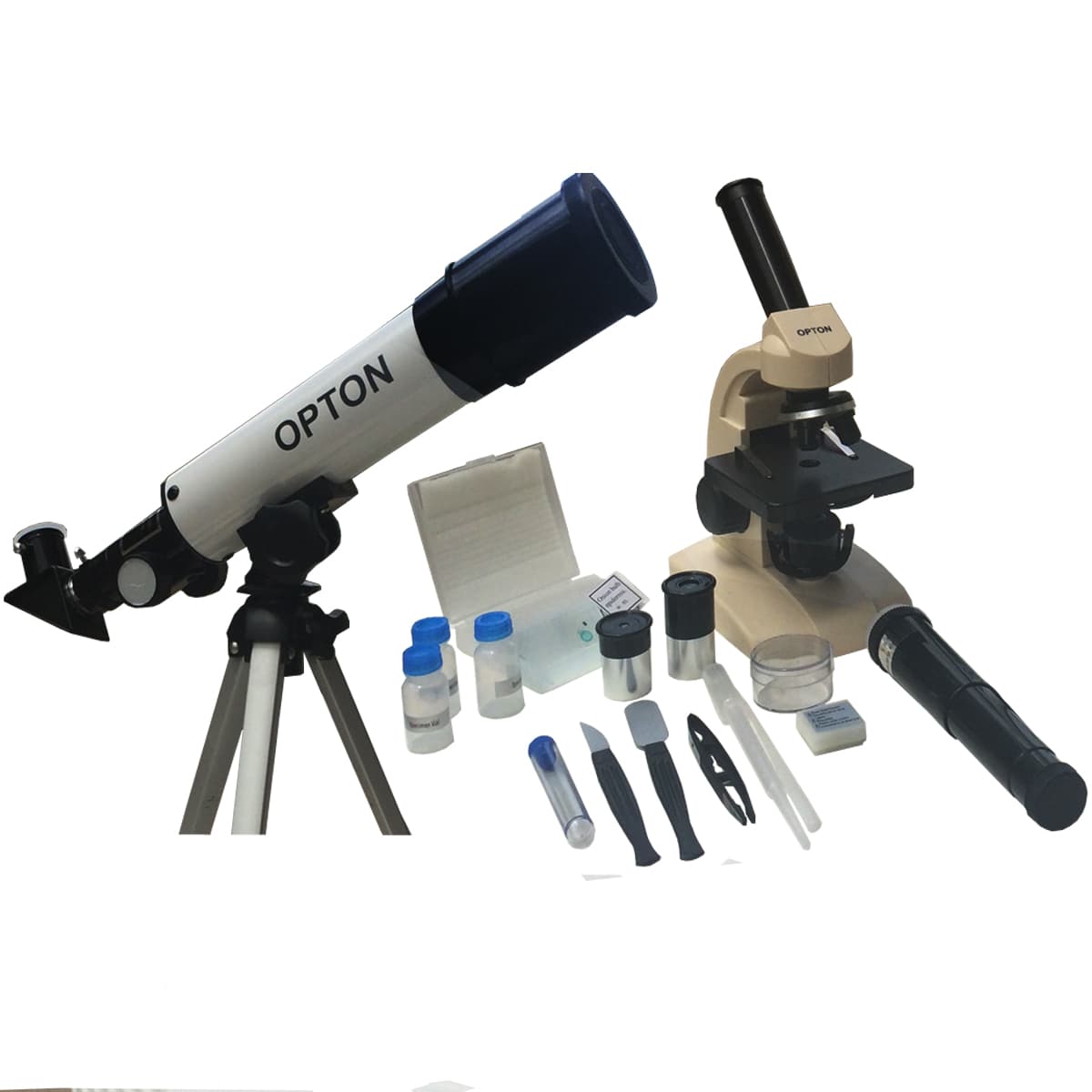 KIT Microscópio Biológico Monocular 400X + Telescópio Astronômico 90X - Portal do Médico