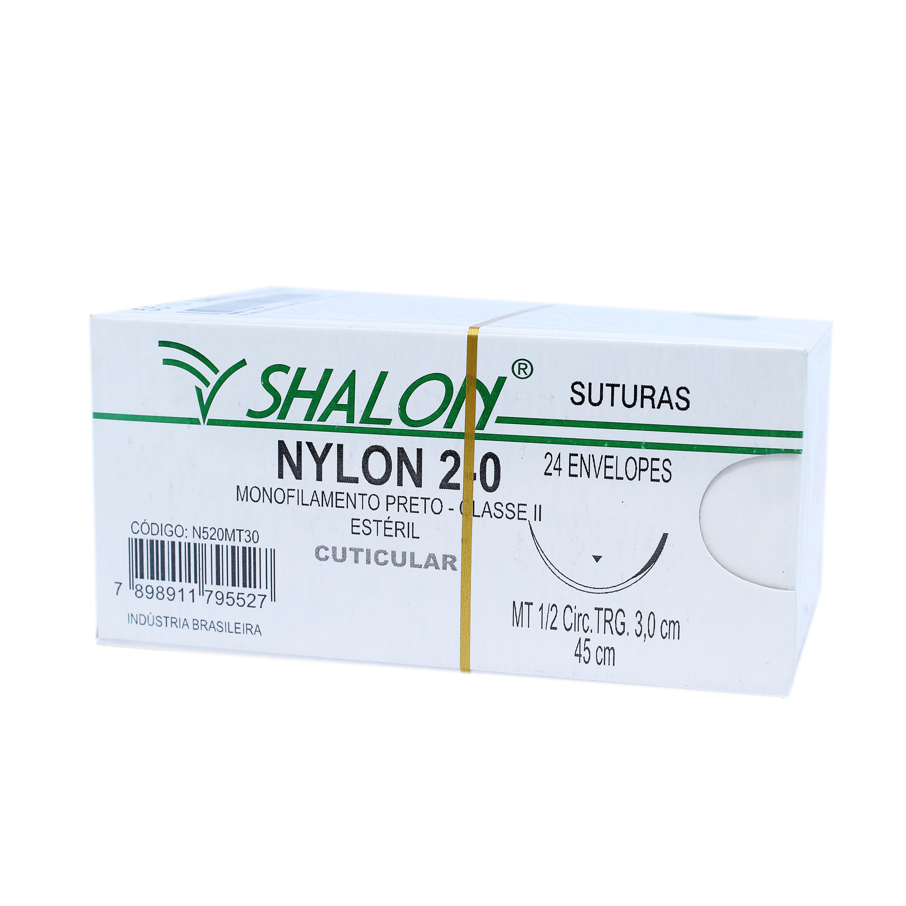 Fio Sutura Nylon Preto Cuticular Tam 2-0 45cm C/24un Shalon (2-0-45cm-Ag1/2cir.Trg3.0) - Portal do Médico