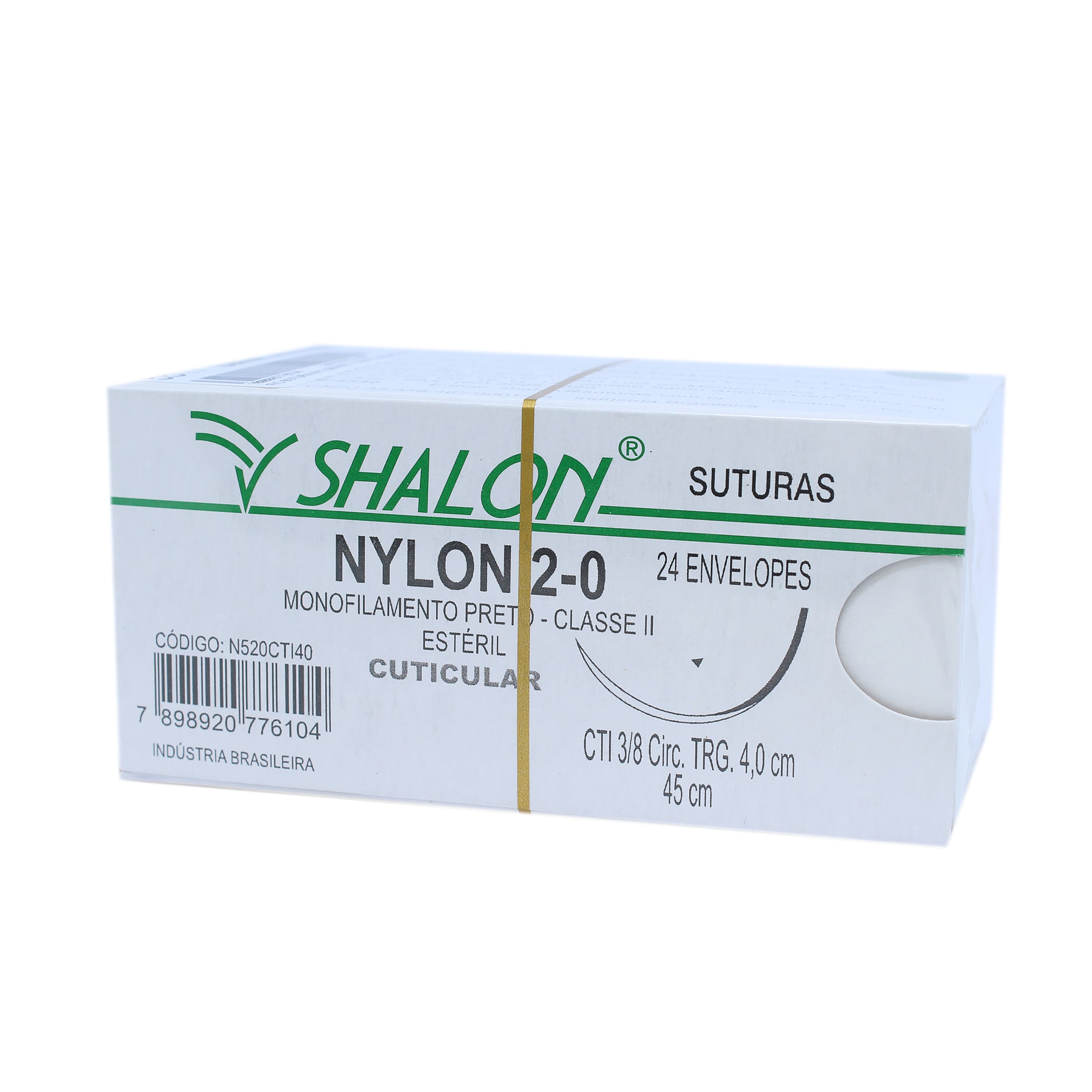 Fio Sutura Nylon Preto Cuticular Tam 2-0 45cm C/24un Shalon (2-0-45cm-Ag3/8cir.Trg4.0) - Portal do Médico