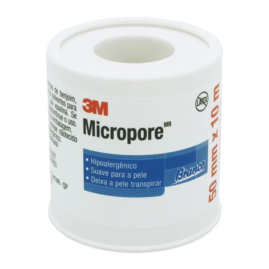Fita Médica Micropore Branca 1530 | 50mm x 10m (Cx c/ 10un) | 3M - Portal do Médico