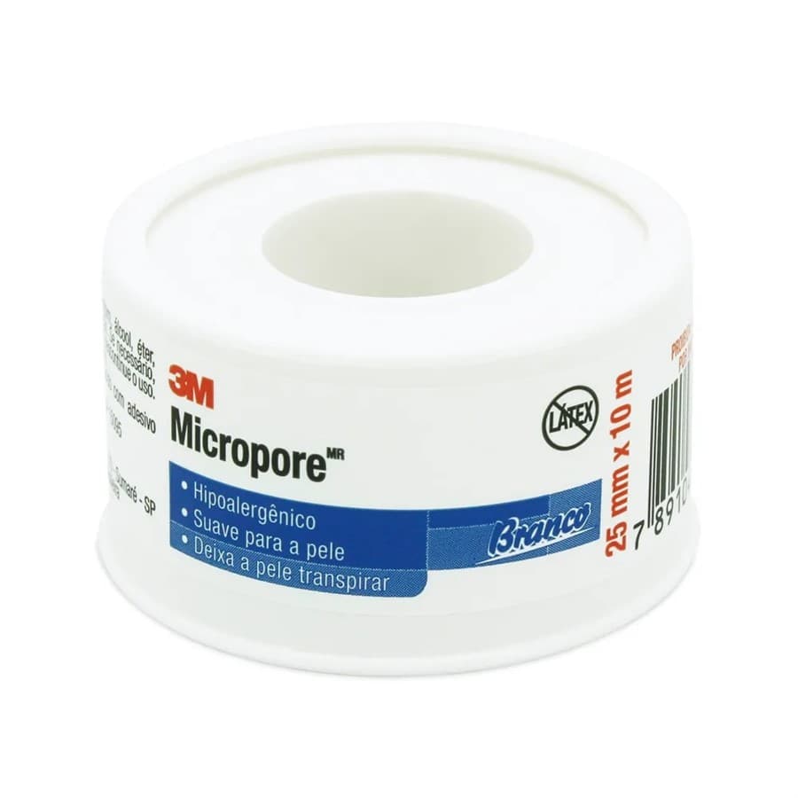 Fita Médica Micropore Branca 1530 | 25mm x 10m (Cx c/ 10un) | 3M - Portal do Médico
