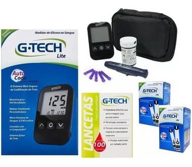 Kit Monitor Glicose Medir Glicemia 100 Tiras 100 Lanc G-tech - Portal do Médico