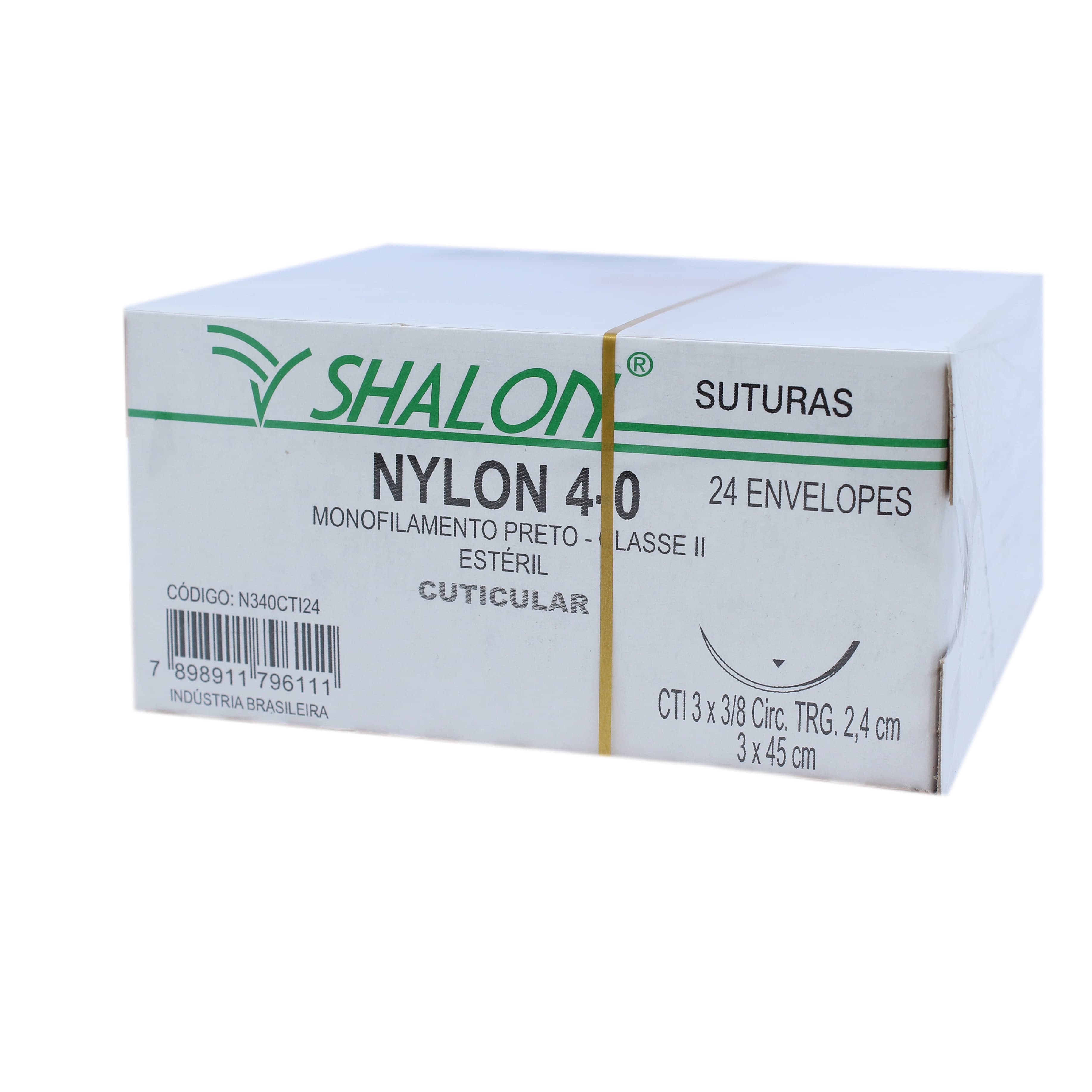 Fio Sutura Nylon Preto Cuticular Tam 3x45cm C/24un Shalon (4-0-3x45cm-Ag3/8cir.Trg2.4) - Portal do Médico