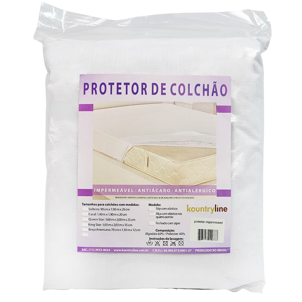 Capa Colchão Impermeável Antiacaro Com Elástico Kountry (90x190x20cm-Solteiro) - Portal do Médico