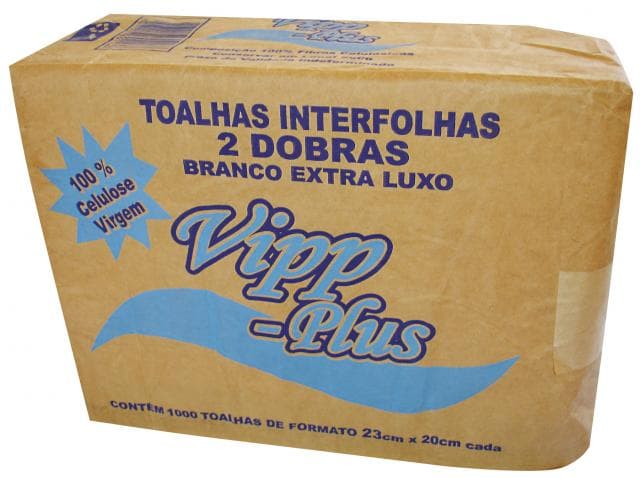 Papel Toalha Virgem Branco C/1000 23x20cm Vipp Plus Guapel - Portal do Médico