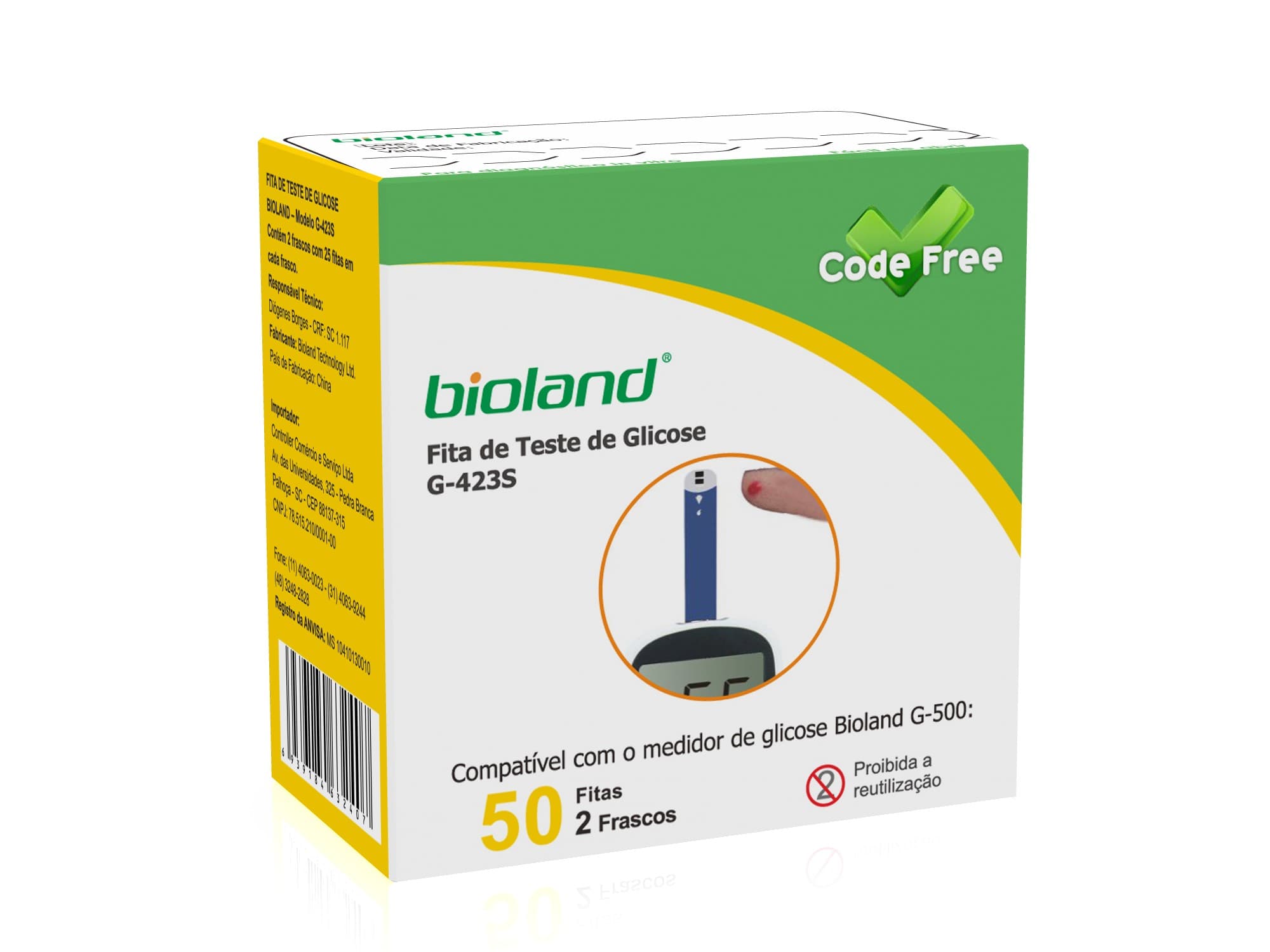 Fita P/Glicosimetro Cx C/50 Mod.G423s Bioland - Portal do Médico