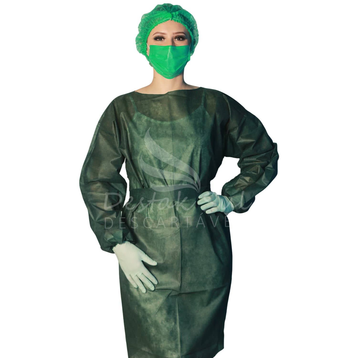 AVENTAL ML VERDE MUSGO 40G C/ TIRAS C/ 5 UN DESTAK - Portal do Médico