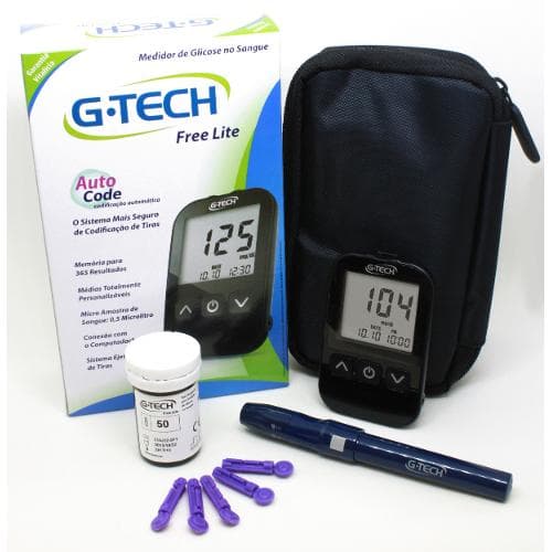 Kit Medidor Glicose Complet Free Lite C/10tiras Teste G-Tech - Portal do Médico