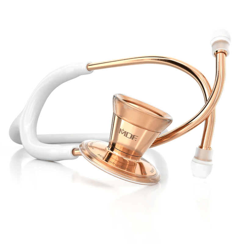 Estetoscópio Cardiology Duplo Rose Gold White - MDF 797 - Portal do Médico