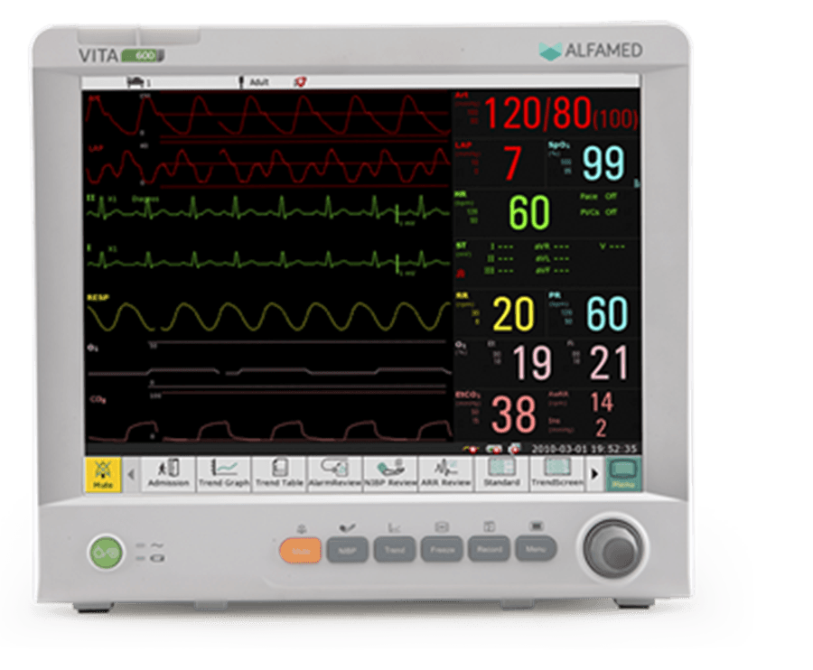 Monitor Multiparâmetro VITA 600 Básico (ECG 3/7 Deriv, Resp., SpO2, - Portal do Médico