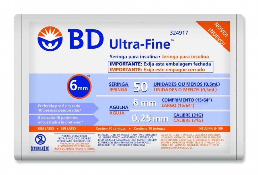 Seringa 0,5 mL Ultra-Fine II Com Agulha 6X0,25 - BD - Portal do Médico