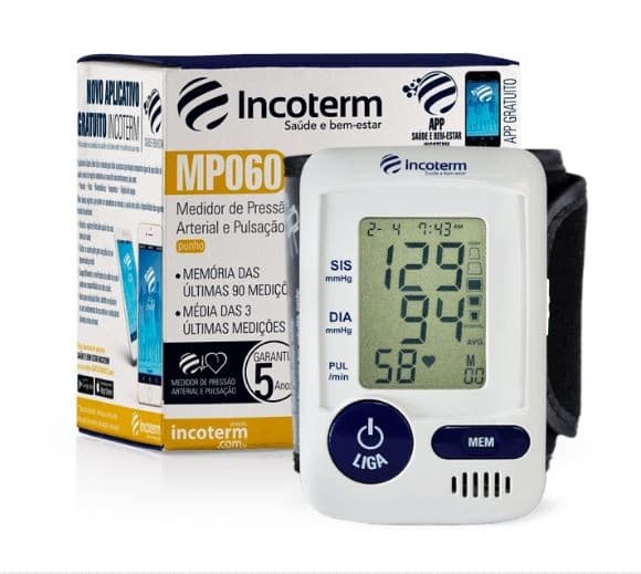 Medidor de Pressão Arterial e Pulsação MP060 Incoterm 05 Anos de Garantia - Portal do Médico