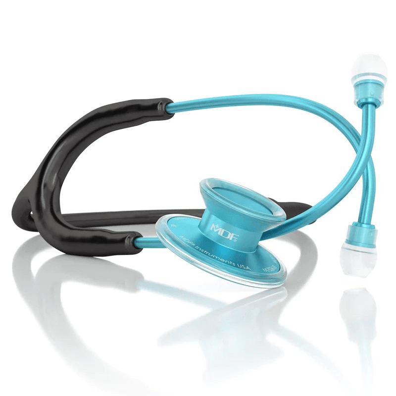 Estetoscópio Lightweight Acoustica Deluxe Duplo Aqua Black - MDF 747XP - Portal do Médico