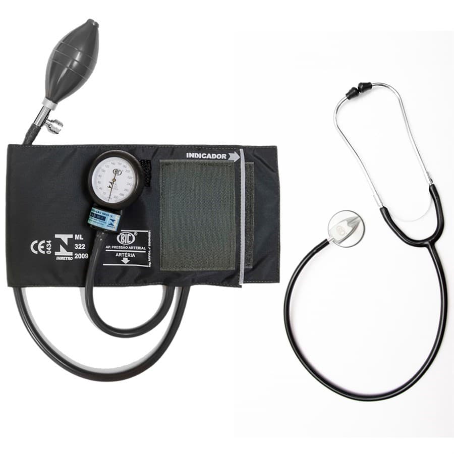 Aparelho de Pressão Esfigmomanômetro Adulto Nylon Velcro Preto - BIC + - Portal do Médico