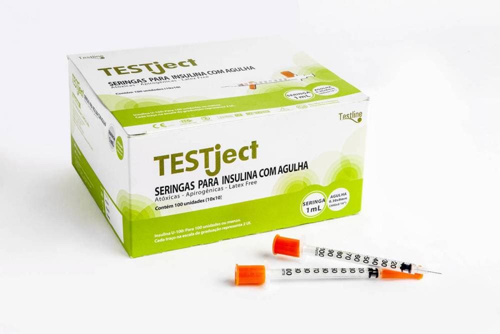 Seringa 1 mL Insulina Com Agulha 8,0 x 0,30mm Cx c/ 10 Pcts- Testline - Portal do Médico
