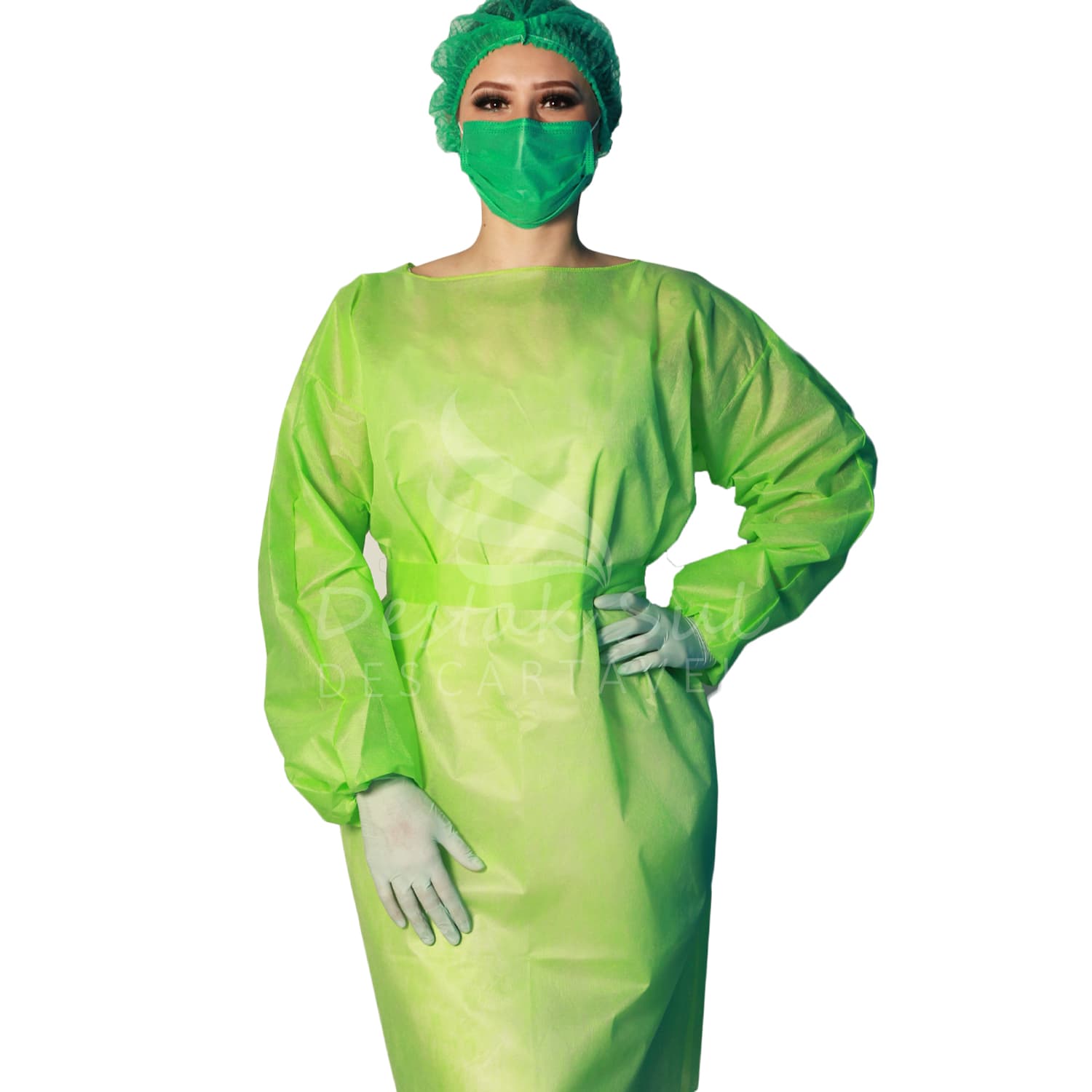 AVENTAL ML VERDE LIMAO 40G C/ TIRAS C/ 5 UN DESTAK - Portal do Médico