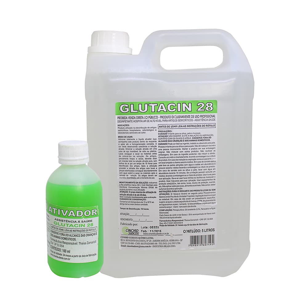 Glutacin Glutaraldeido 2% 28 Dias Cinord (5000ml) - Portal do Médico